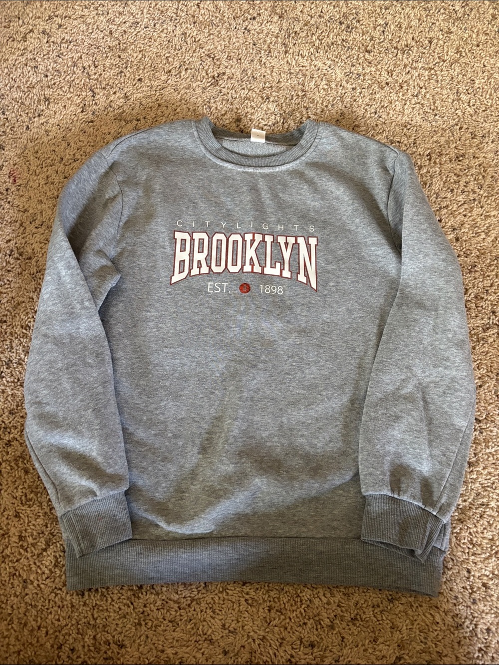 SHEIN Grey 'Brooklyn' Graphic Crewneck Sweatshirt